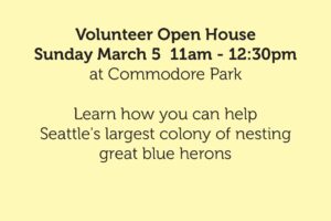 Volunteer Open House Sunday, March 5, 2023 11:00 am – 12:30 pm at Commodore Park